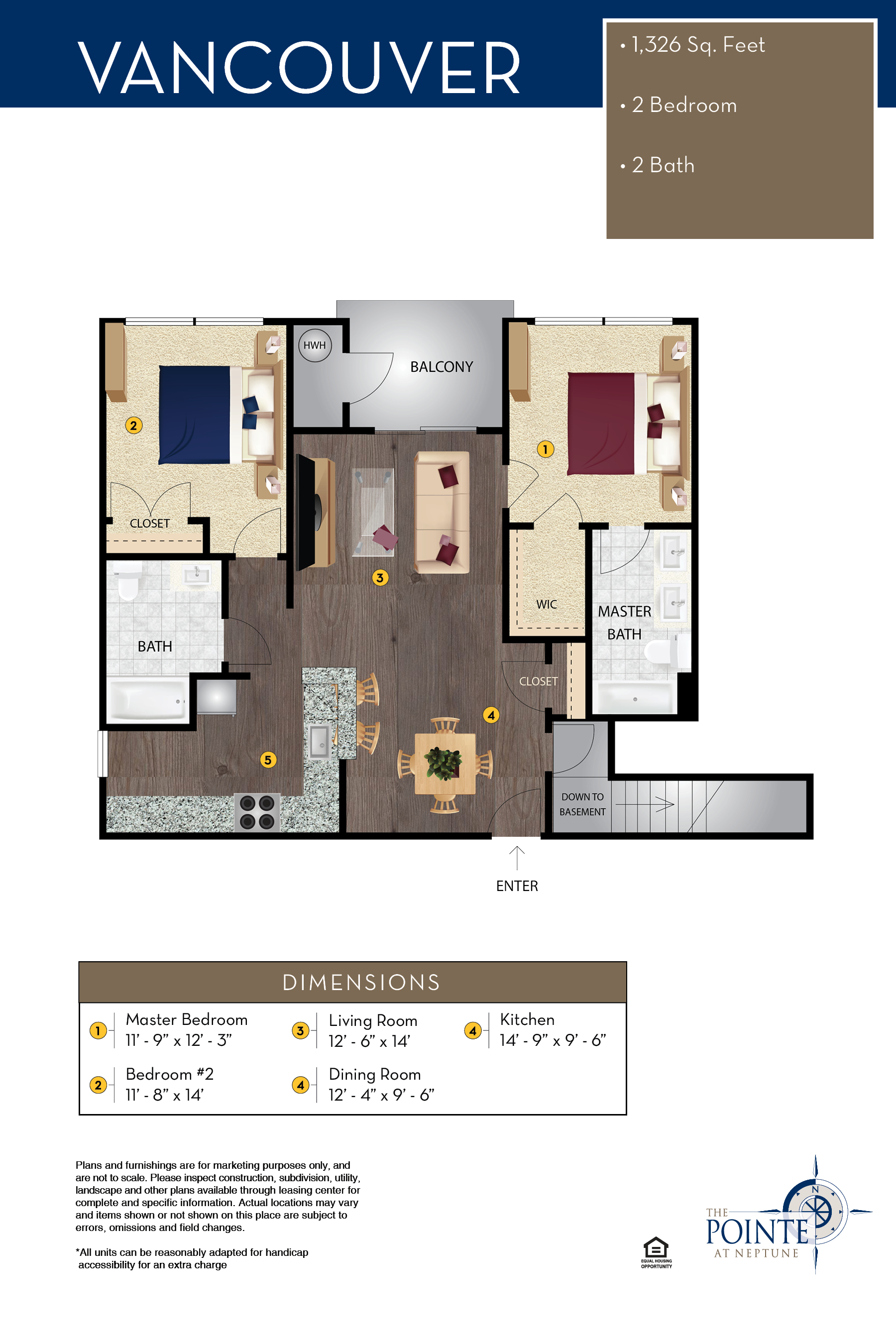 1BR and 2BR Apartment Floor Plans The Pointe At Neptune