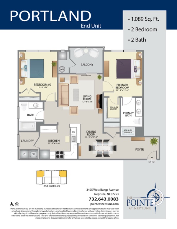 The Pointe At Neptune Floor Plan The Portland End Unit